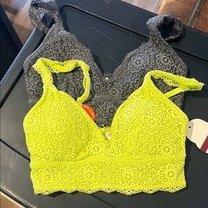 Wonder Nation Lace Bralette Duo in Gray and Yellow